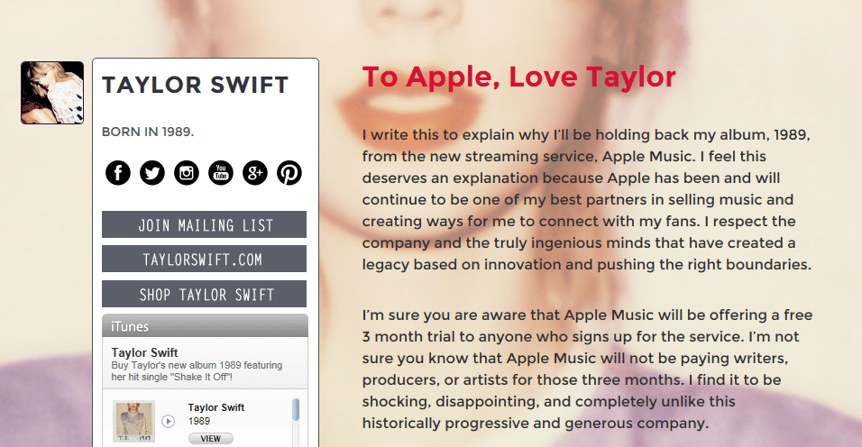 Apple, Taylor Swift and Customer Loyalty